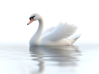 Fototapeta premium Elegant swan swimming gracefully in calm waters peaceful nature scene