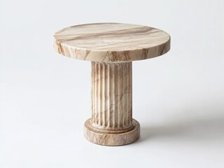Marble pedestal table, studio shot, white background, home decor