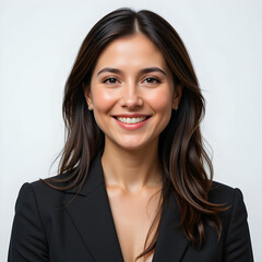 Fototapeta premium Smiling businesswoman in a suit, exuding confidence, isolated on a transparent background.