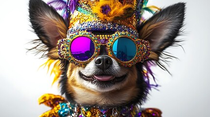 Festive dog parade mardi gras fun animal photography colorful close-up