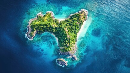 Tropical island adventure remote ocean location aerial view serene environment nature's beauty