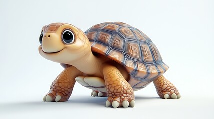 Obraz premium Playful cartoon turtle studio 3d model bright background close-up fun