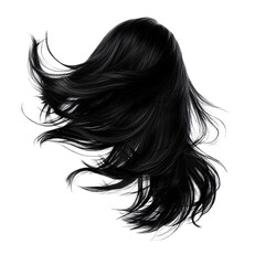 Flowing hair isolated on transparent background for beauty design.