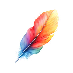 Vibrant Rainbow Feather Soaring Gracefully on Black Background Dreamy and Magical