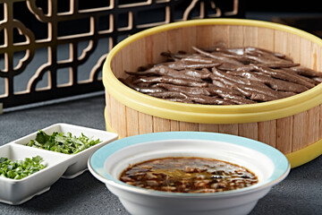 Zhangjiakou local cuisine black oat noodle fish
