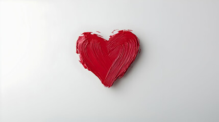 Red Heart Shape Painted on White Surface Abstract Design for Romantic Concepts