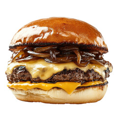 Juicy Double Smash Burger with Melted Cheese and Caramelized Onions