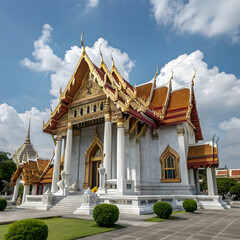 Obraz premium Wat Benchamabophit, also known as the Marble Temple in Bangkok, Thailand,