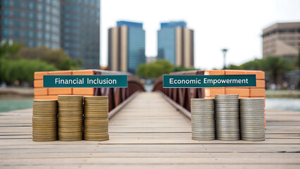 financial inclusionStacks of coins symbolize financial inclusion and economic empowerment, bridging opportunities