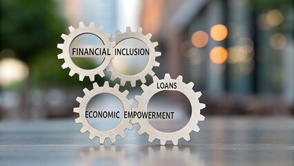 financial inclusionFinancial inclusion gears symbolize economic empowerment and loans
