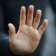 Businessman making stop sign with hand gesture