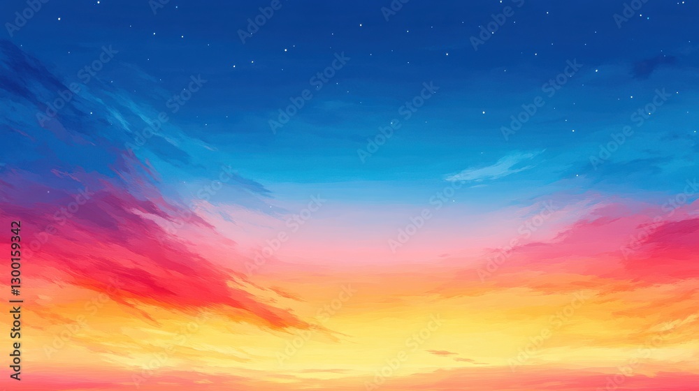 Leinwandbilder fiery gradient sunset creating a vivid bokeh effect in the evening sky with stars