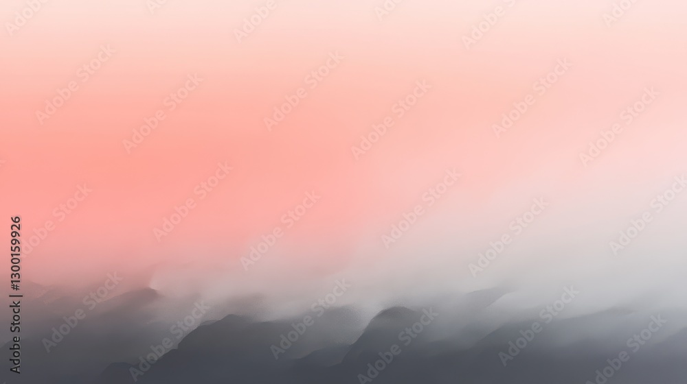 Aufkleber Gradient fill showcasing soft pastel colors transitioning from pink to light gray with subtle texture resembling distant mountains at dusk
