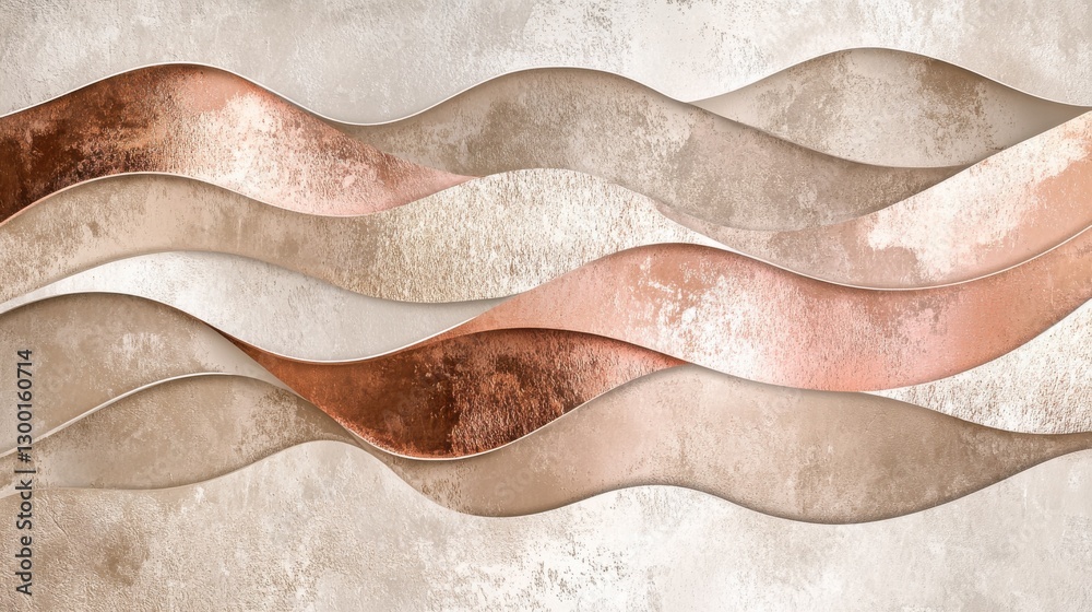 Aufkleber metallic wave forms in rose gold and champagne create an elegant design for modern decor