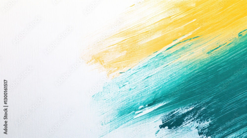 Poster vibrant strokes of yellow and teal on a clean white canvas ready for artistic expression