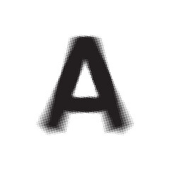 Letter A with halftone grunge texture. Grunge texture