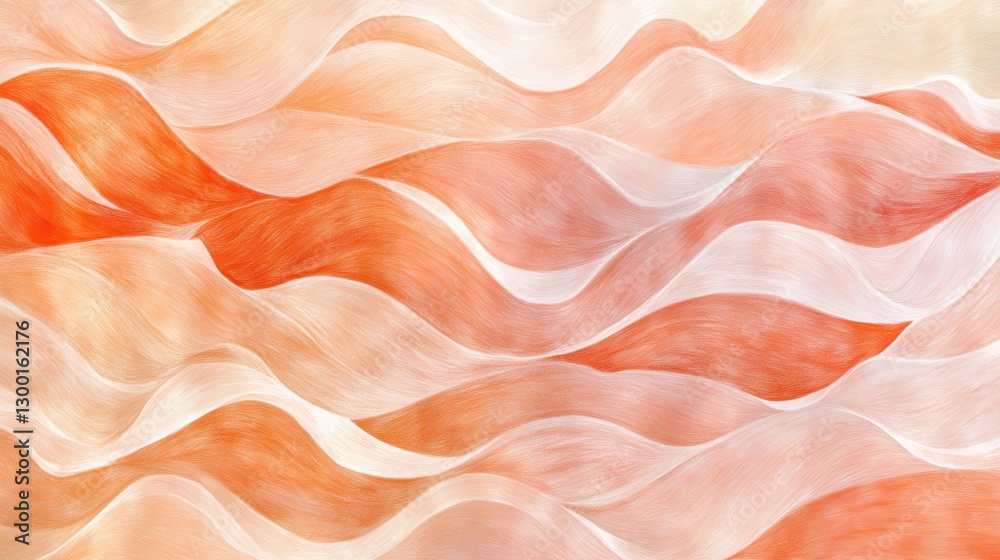 Poster Abstract pencil stroke design with wave patterns in soft red and white colors creating a fluid rhythm across the canvas