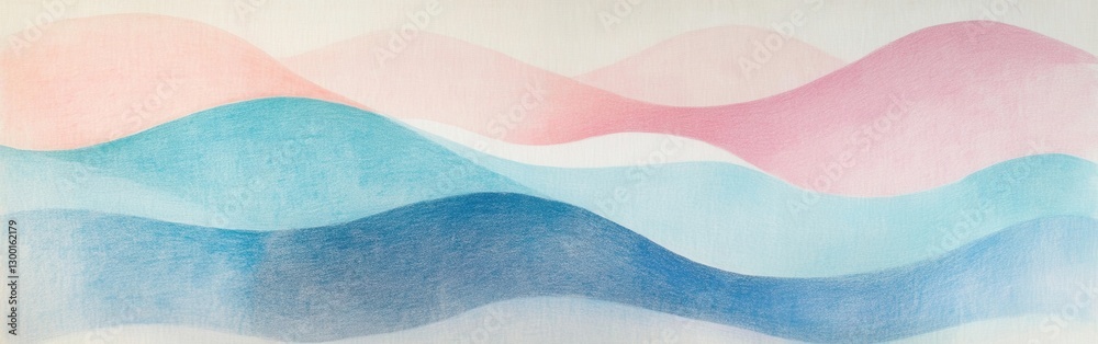 Poster abstract design featuring harmonious pencil strokes in shades of blue and soft pastel colors for mod