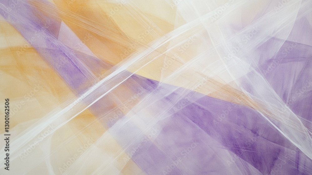 Poster Abstract composition in muted lavender and amber tones showcasing layered textures and intricate lines