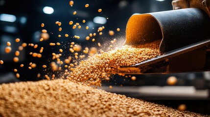 Soybean Meal Being Poured Into Storage Containers at Processing Facility