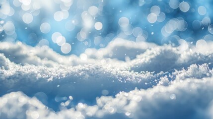 Winter natural snow background with snowdrifts, beautiful light and snow flakes cool weather illuminated glare light.