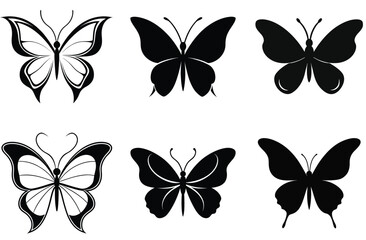 Obraz premium Diverse Butterfly Silhouettes with Varying Wing Shapes and Patterns