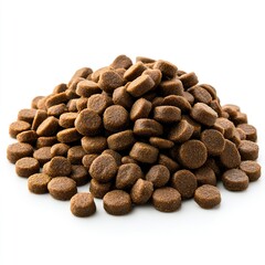 PNG Pile of brown dry dog food kibbles isolated on white background  