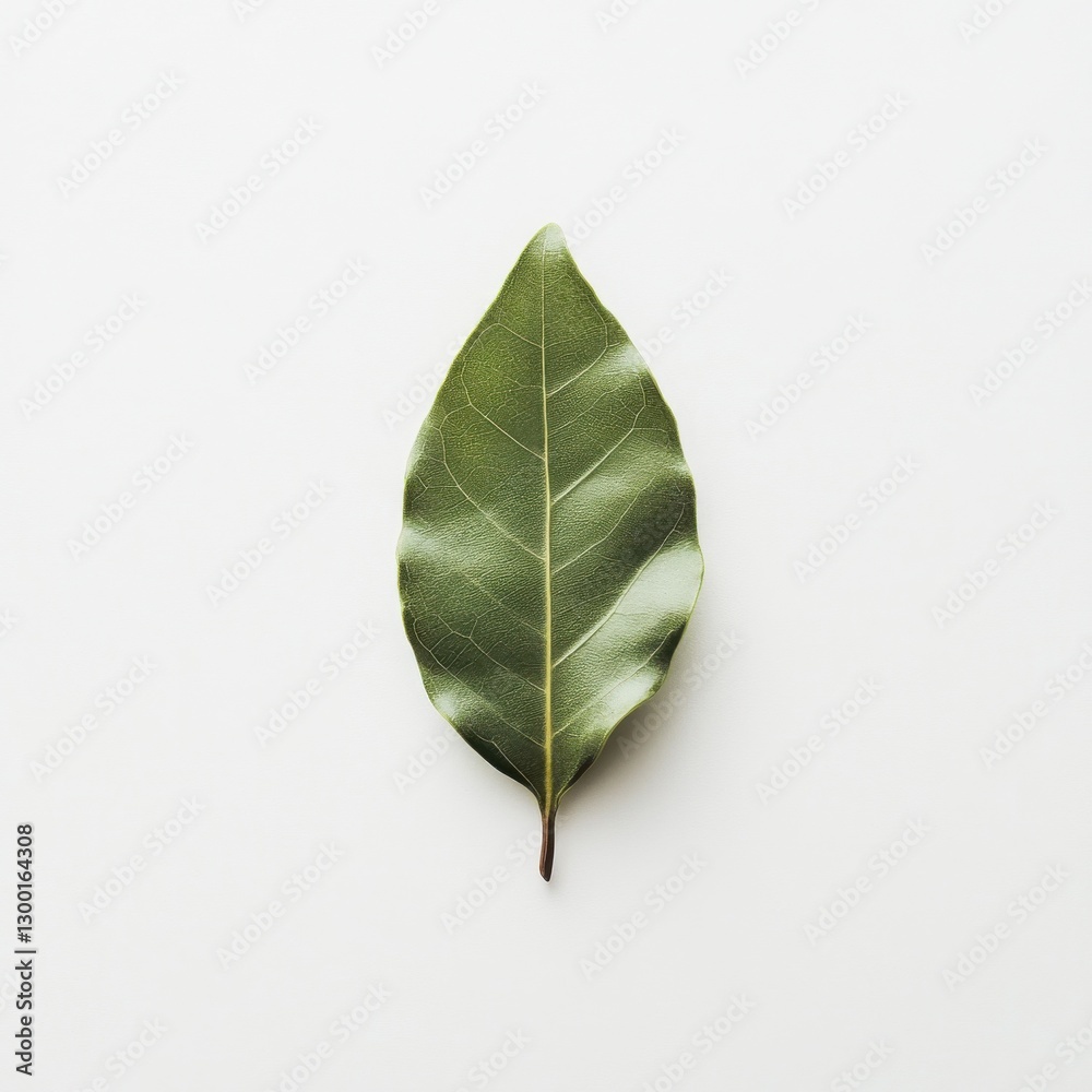Aufkleber Fresh bay leaf on a light background showcasing its deep green color and unique texture for culinary uses