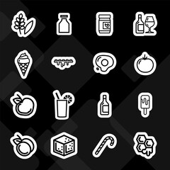 Food and drinks icons set,pictogram flat with white outline Vector illustration for ui website