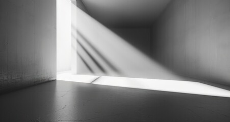 Sunlight white grey abstract room apartment architecture wall floor corner hall corridor shine window beam led neon glowing geometry gloss minimal interior.