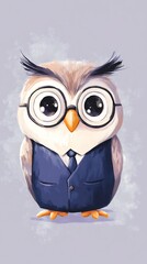 Fototapeta premium owl in navy vest with glasses business consultant