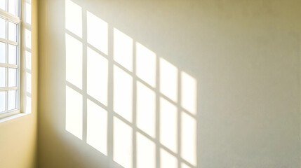 Window Casts Geometric Shadow Patterns On Textured Wall With Bright Daylight