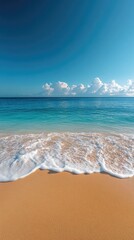 Waves crashing on sandy beach coastal paradise nature photography tranquil viewpoint relaxation...