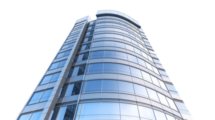 Towering urban majesty, a modern architectural with reflective glass facade