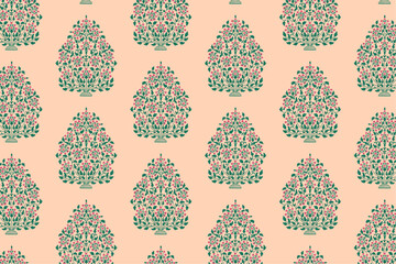 Seamless ethnic Floral pattern background , mughal motif , vector illustration design. © ganesh_502