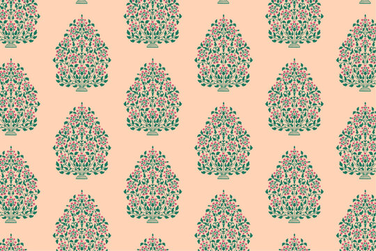 Seamless ethnic Floral pattern background , mughal motif , vector illustration design.