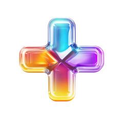 Glossy multicolor medical cross beaming on transparent or white background