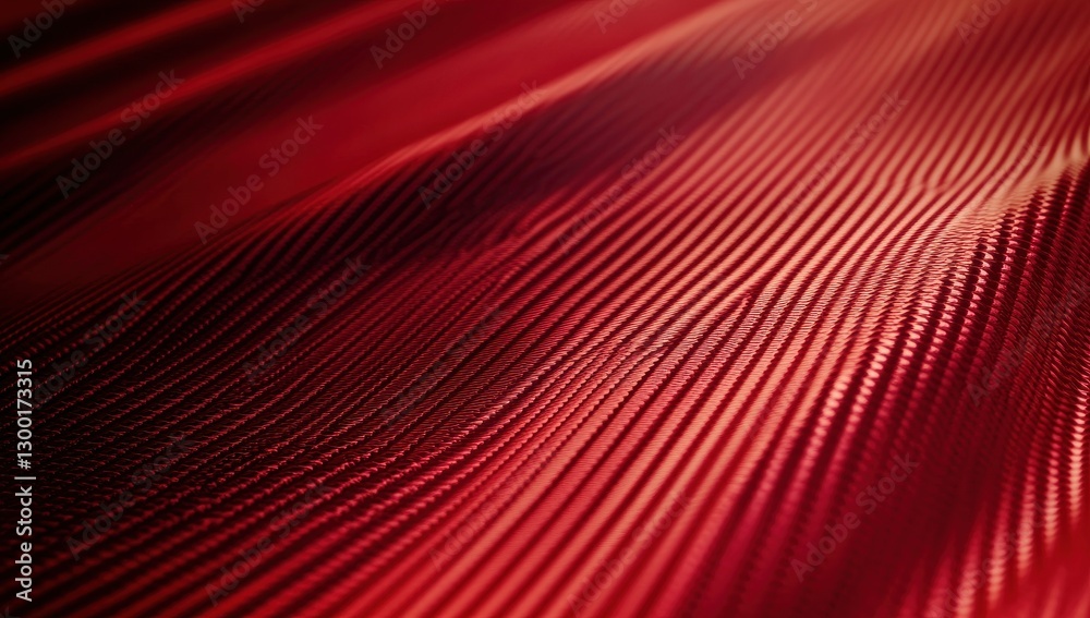 Poster close-up view of dark red textured fabric with soft waves and undulating patterns capturing light an
