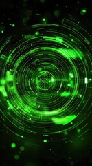 Obraz premium Abstract green light circles, technology, futuristic background, digital art, website design