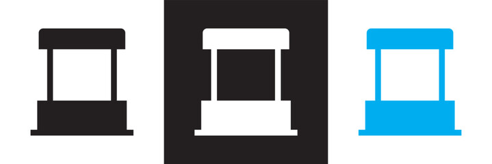 Ticket office icon. Isolated on white and black background. Vector illustration. EPS 10