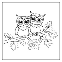 Fototapeta premium Cute Owl Bold and Easy Coloring Book for Kids and Adults