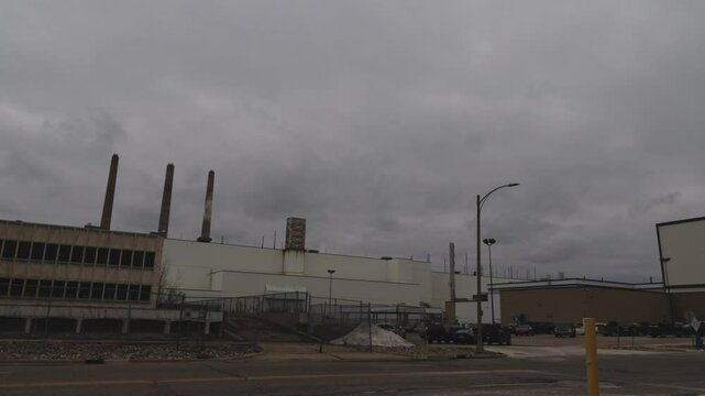 General Motors Grand River Plant in Lansing, Michigan with stable video shot.