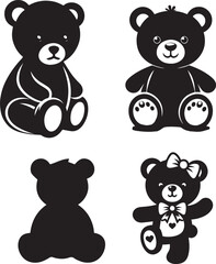silhouette of clean vector of teddy bear isolated