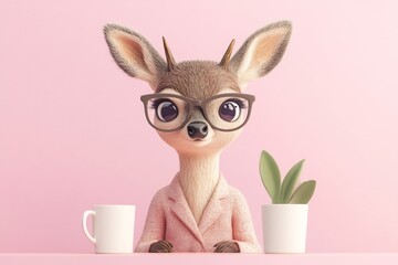 Fototapeta premium Elegant deer assisting client in office