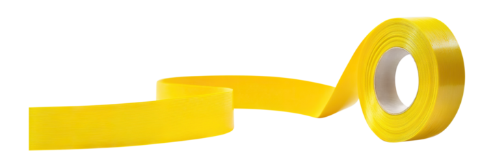 Stretching yellow tape with a smooth texture, isolated on a transparent background