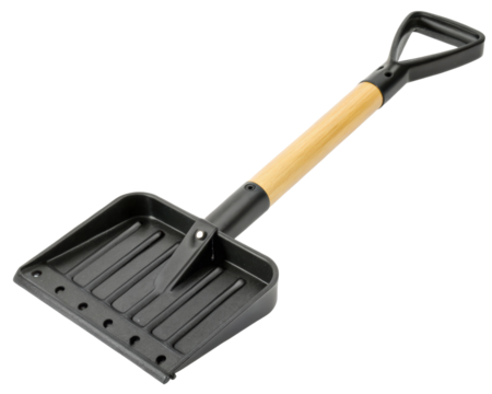 Black snow shovel on a transparent background
