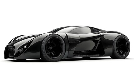 Sleek and Futuristic Black Sports Car Isolated on White Background