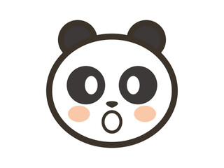 びっくり驚くかわいいパンダの顔のアイコンイラスト