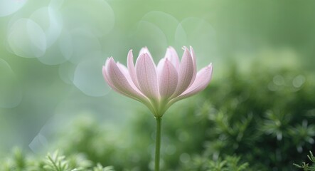 a close up of a pink flower with a green background