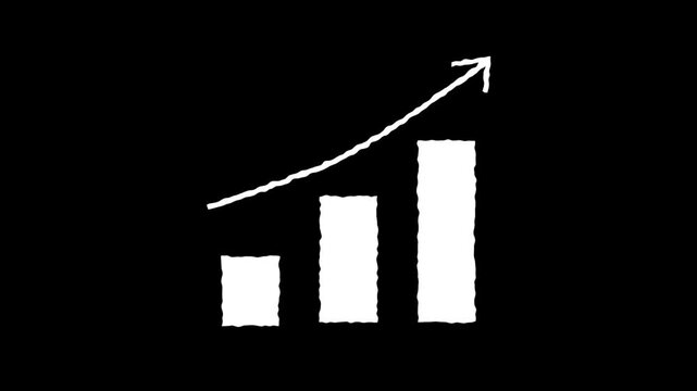 Scribble Bar Chart Hand-Drawn Chalk Sketch Animation on Black Background in 4K and HD for Business and Analytics